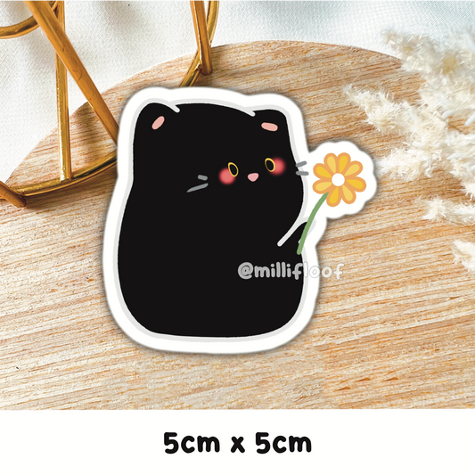 Black Cat With Flower